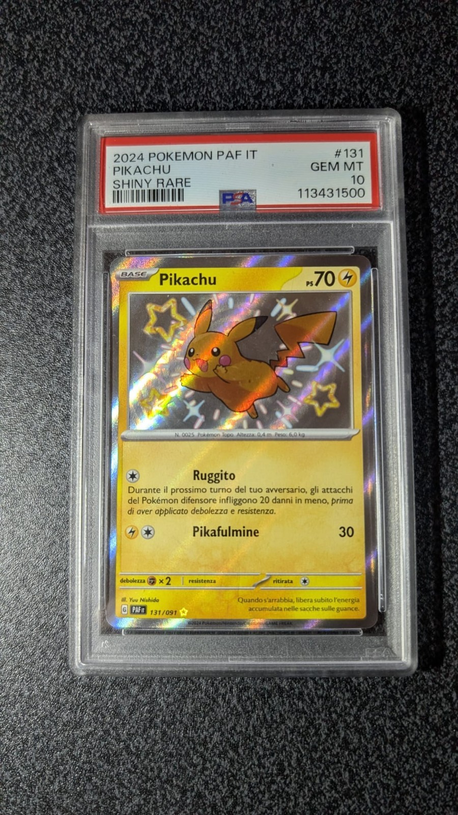 Pikachu PAF 131/091 Destino di Paldea Shiny Rare Italian PSA10