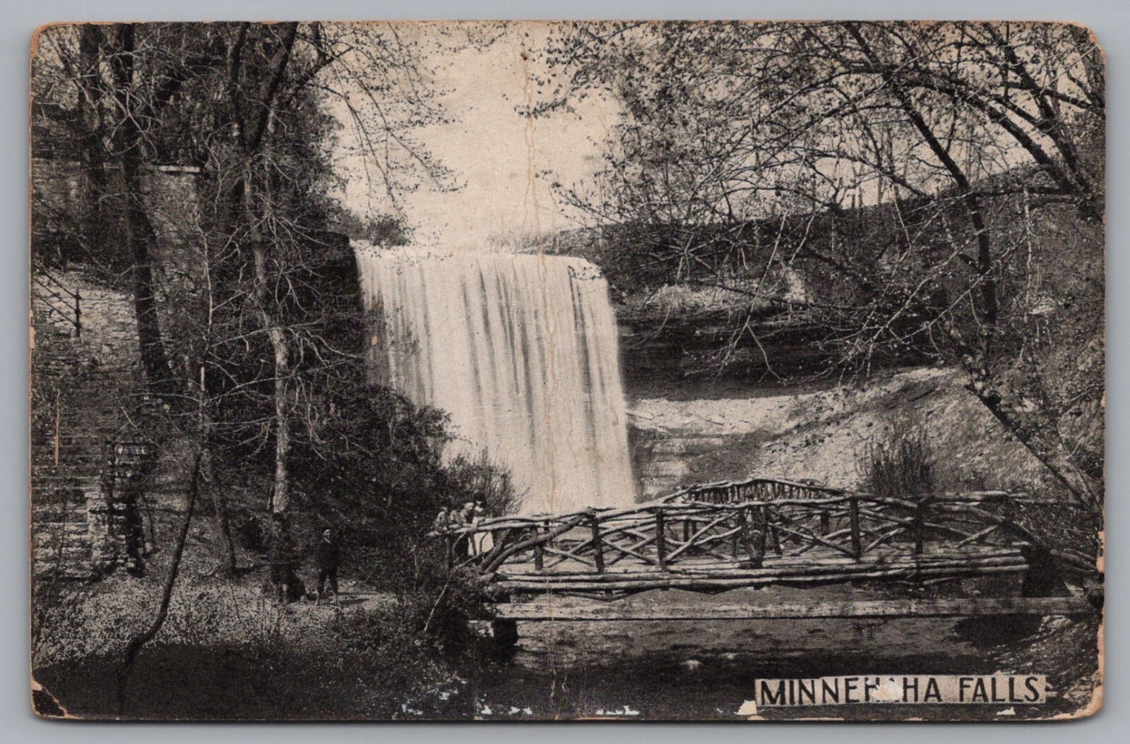 Minnehaha Falls, Minneapolis, Minnesota, Vintage 1908 Postcard TS-40A
