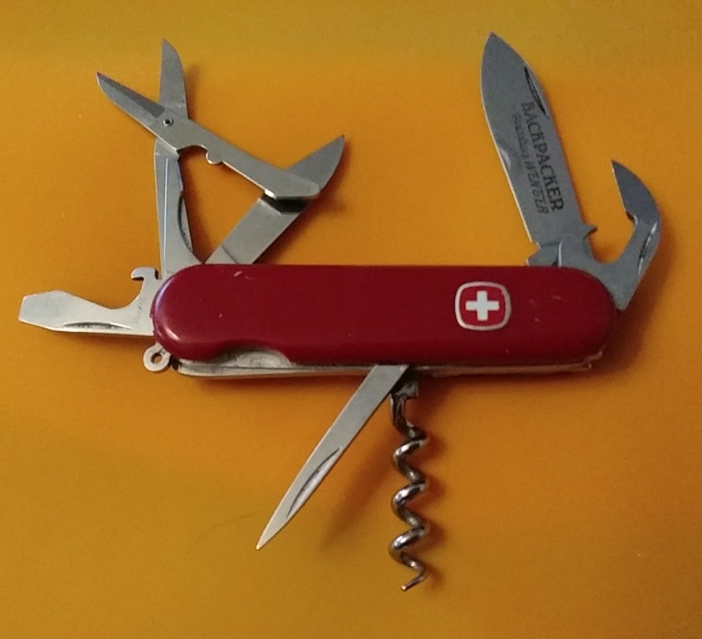 Wenger ALPINE BACKPACKER 85mm Locking Blade SAK Vintage Retired  Nice - W/Sheath
