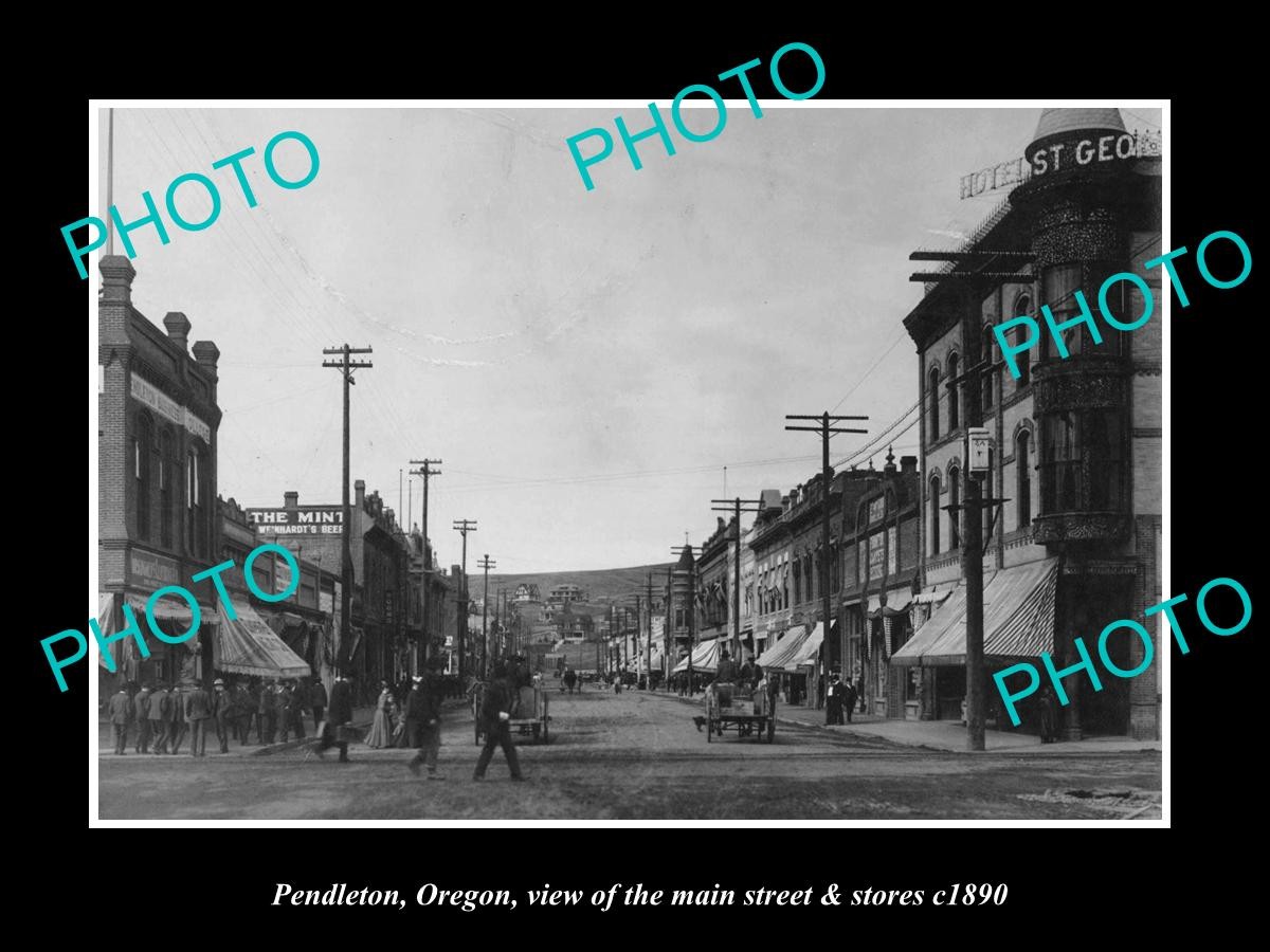 Pendleton Oregon The Main Street & Stores c1890 Old Large Historic Photo Pendleton Oregon The Main Street & Stores c1890 Old Large Historic Photo
