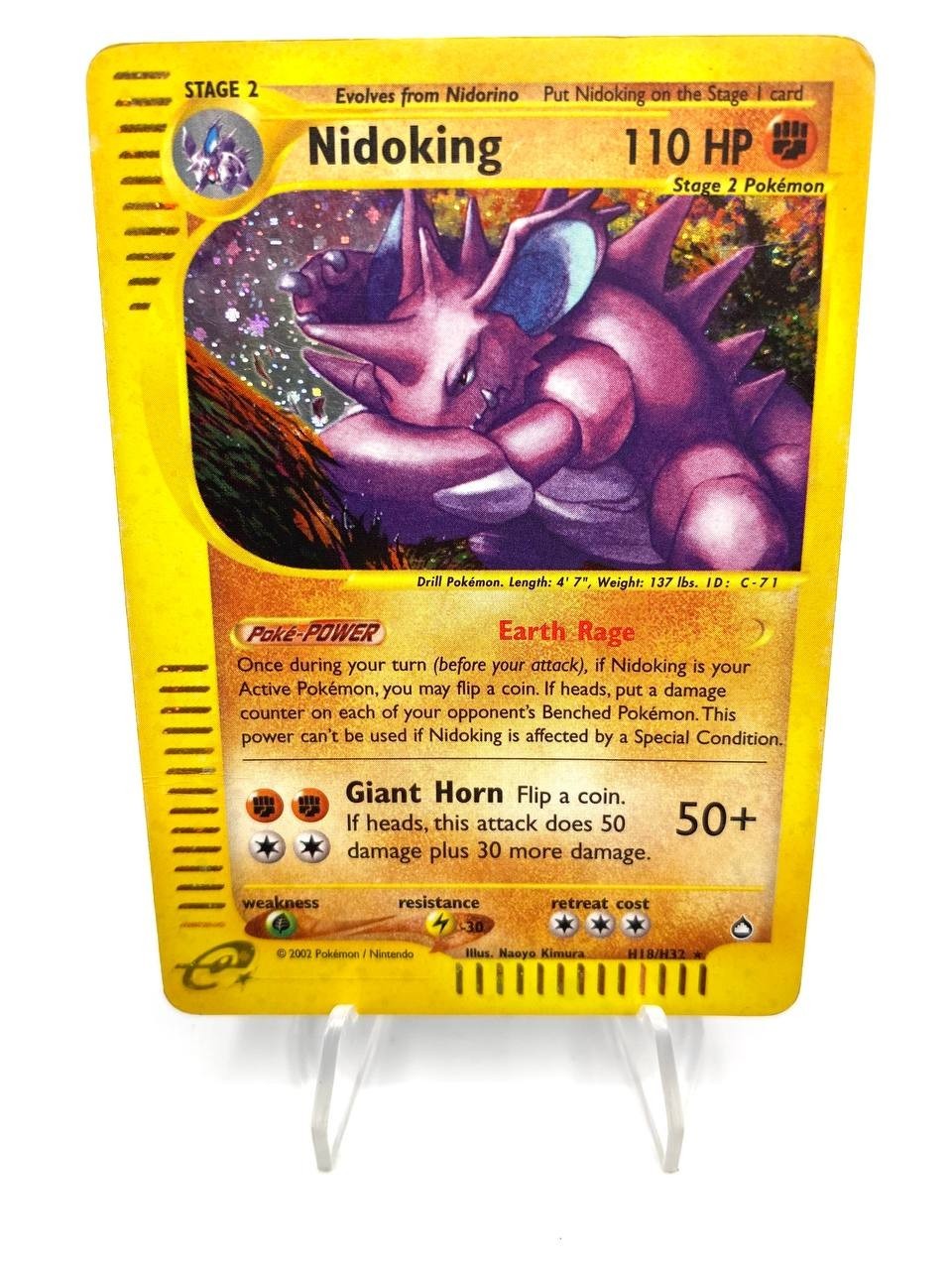Pokemon Card Nidoking Holo Rare H18/H32 Aquapolis Set 2002 Good ENG English Pokemon Card Nidoking Holo Rare H18/H32 Aquapolis Set 2002 Good ENG English