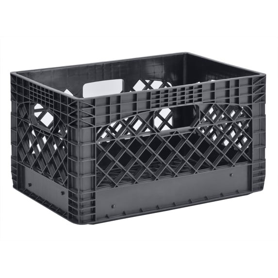 Juggernaut Storage 24QT Plastic Heavy-Duty Milk Crate, Black Juggernaut Storage 24QT Plastic Heavy-Duty Milk Crate, Black