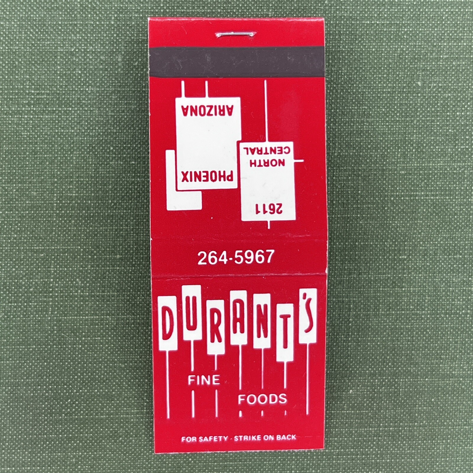 Vintage Matchbook Durant’s Restaurant Phoenix Arizona Matches Unstruck Vintage Matchbook Durant’s Restaurant Phoenix Arizona Matches Unstruck