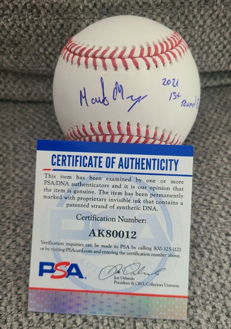 MARCELO MAYER SIGNED MLB BASEBALL  RED SOX INSCRIBED 1ST RD PIC PSADNA #AK80012
