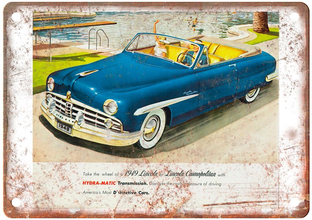 Vintage 1949 Lincoln Cosmopolitan Convertible Ad Retro Look Metal Sign A4153 Vintage 1949 Lincoln Cosmopolitan Convertible Ad Retro Look Metal Sign A4153