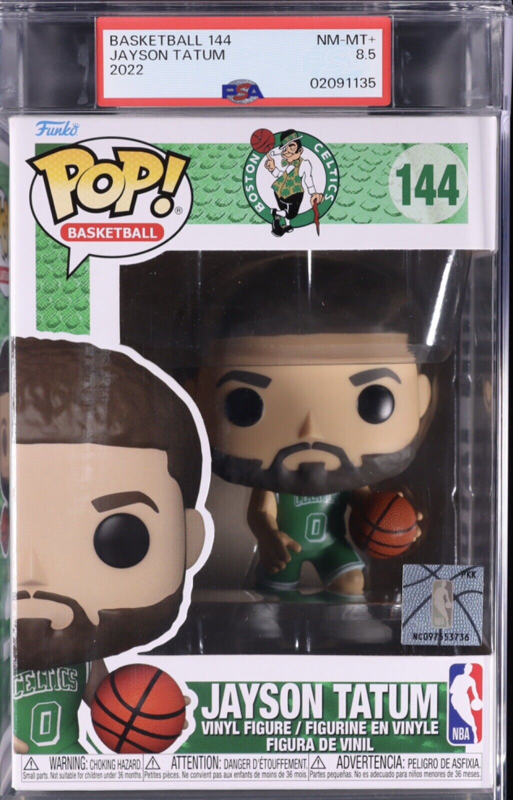 Funko Pop - Boston Celtics - Jayson Tatum (Green Jersey) #144 PSA 8.5