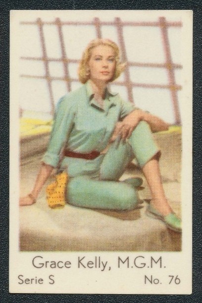 1957 GRACE KELLY MGM TV & FILM STARS DUTCH GUM CARD SERIE S #76 EX 1957 GRACE KELLY MGM TV & FILM STARS DUTCH GUM CARD SERIE S #76 EX