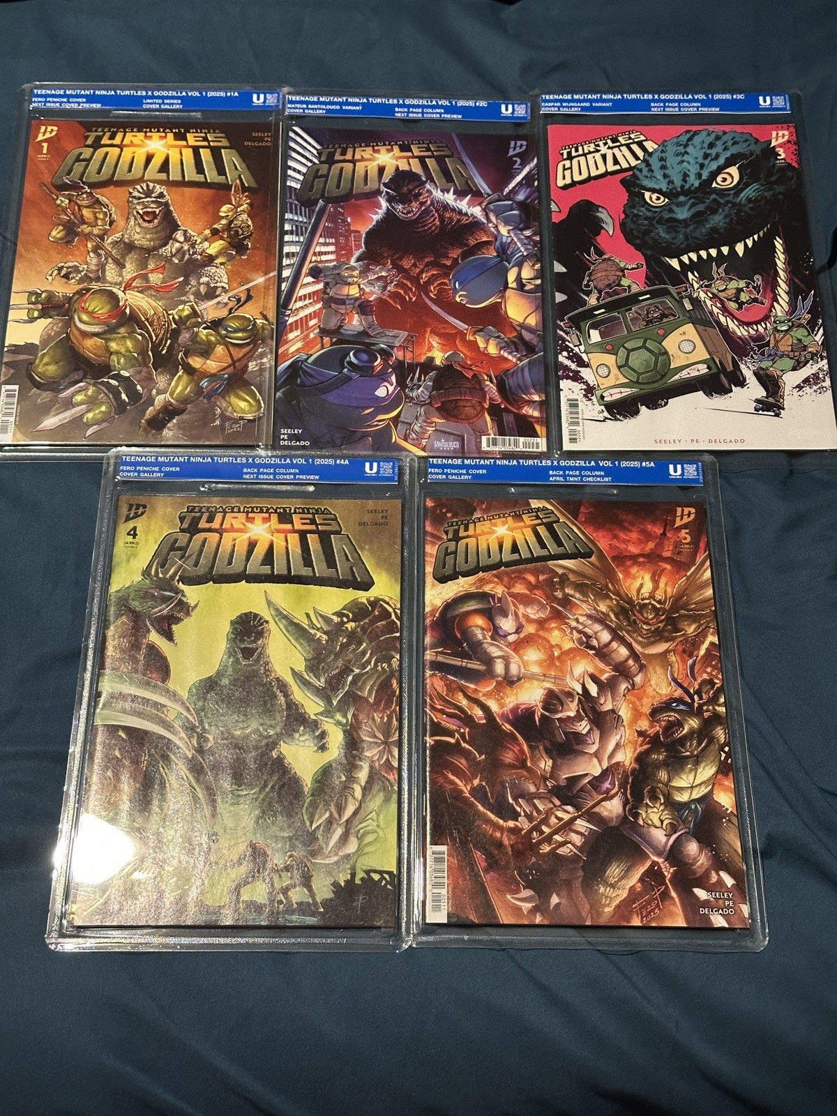 GODZILLA TEENAGE MUTANT NINJA TURTLES 1-5 SEALED UNCIRCULATED 1ST EDITION SET
