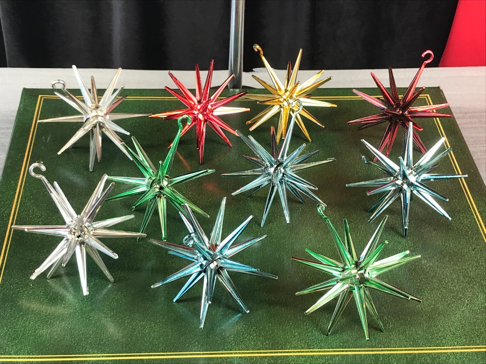 Lot of 10 Vintage MCM Bradford ATOMIC SPUTNIK Metallic Star Ornaments Lot of 10 Vintage MCM Bradford ATOMIC SPUTNIK Metallic Star Ornaments