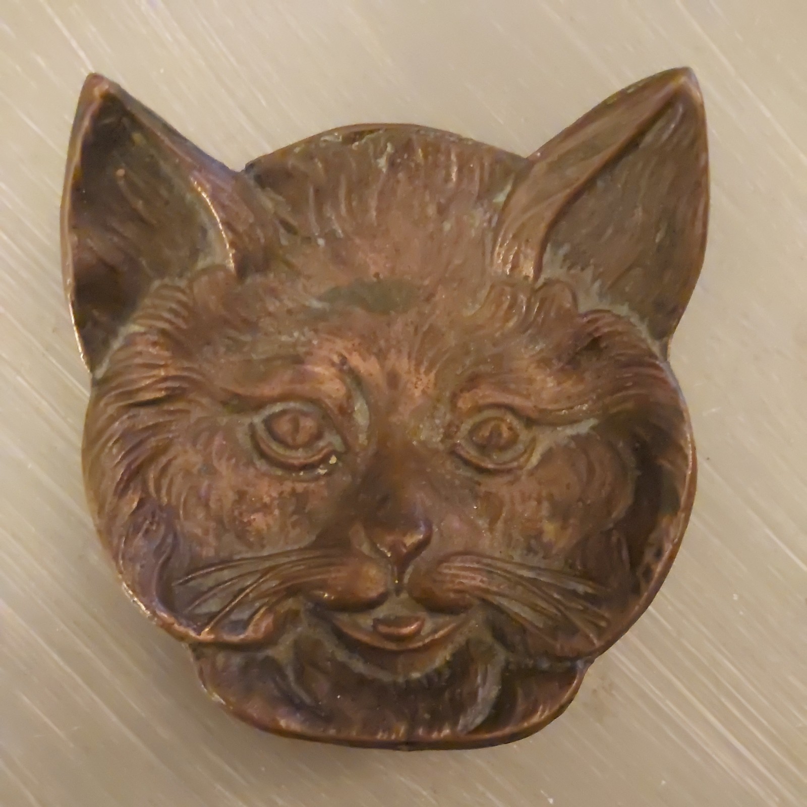 Vintage Solid Brass Cat Face Ash Tray, Trinket/Coin Dish 4\ Vintage Solid Brass Cat Face Ash Tray, Trinket/Coin Dish 4\