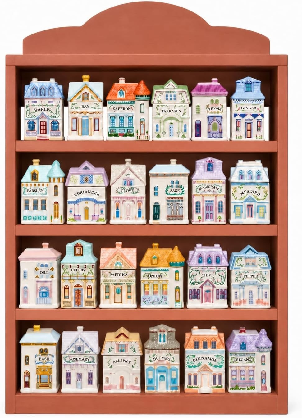 1989S Vintage Spice Village Wooden Rack - Village Spice House Wall-Mounted Displ