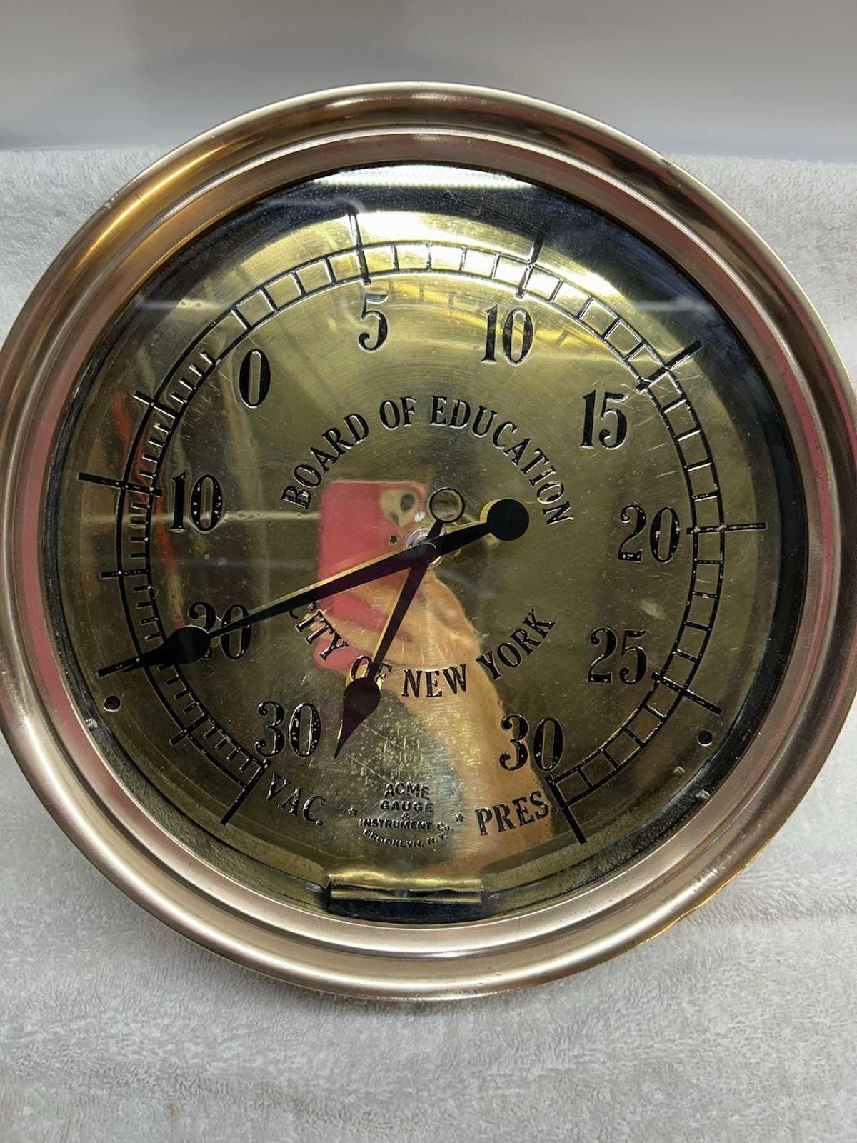 Rare Vintage NYC Board of Ed Brass Boiler Gauge -Steampunk Clock Conversion