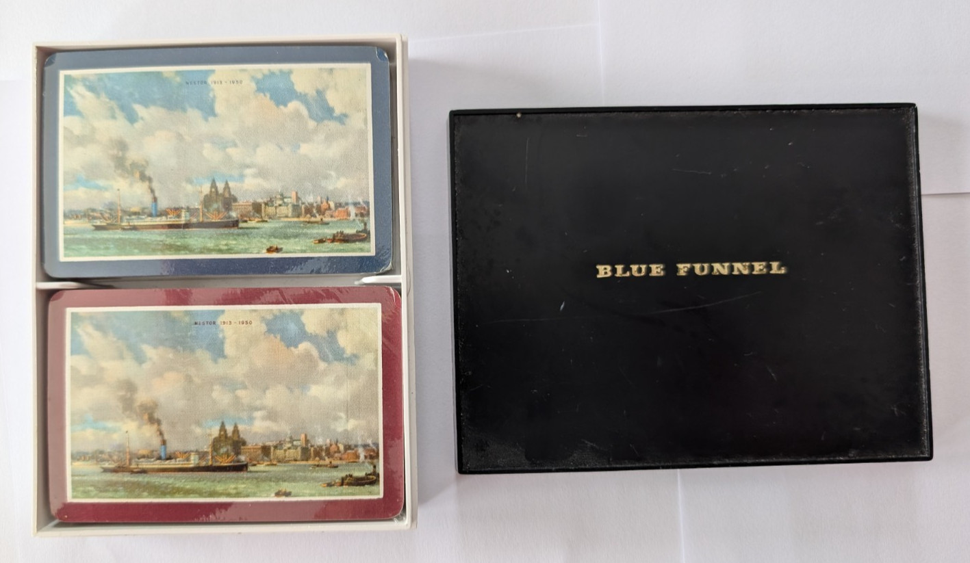 Vintage Blue Funnel Line Playing Cards Double Deck (BOXED & UNOPENED) S S Nestor Vintage Blue Funnel Line Playing Cards Double Deck (BOXED & UNOPENED) S S Nestor