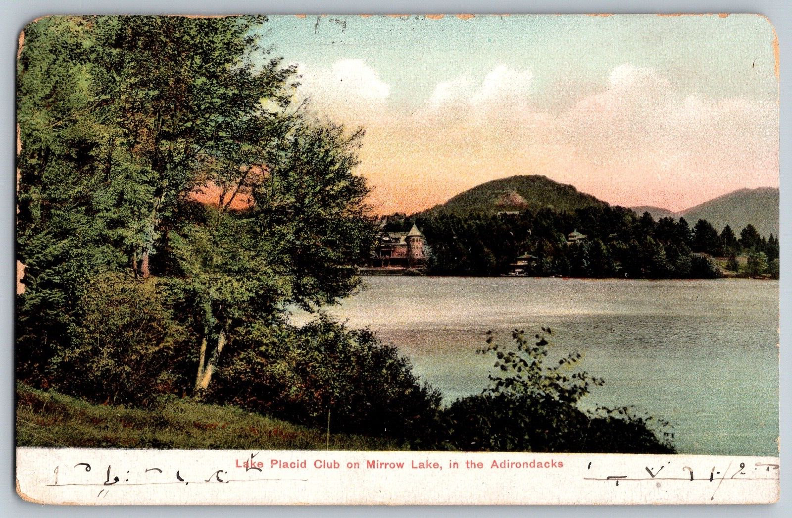 Lake Placid Club on Mirrow Lake - Adirondacks - Vintage Postcard - Posted