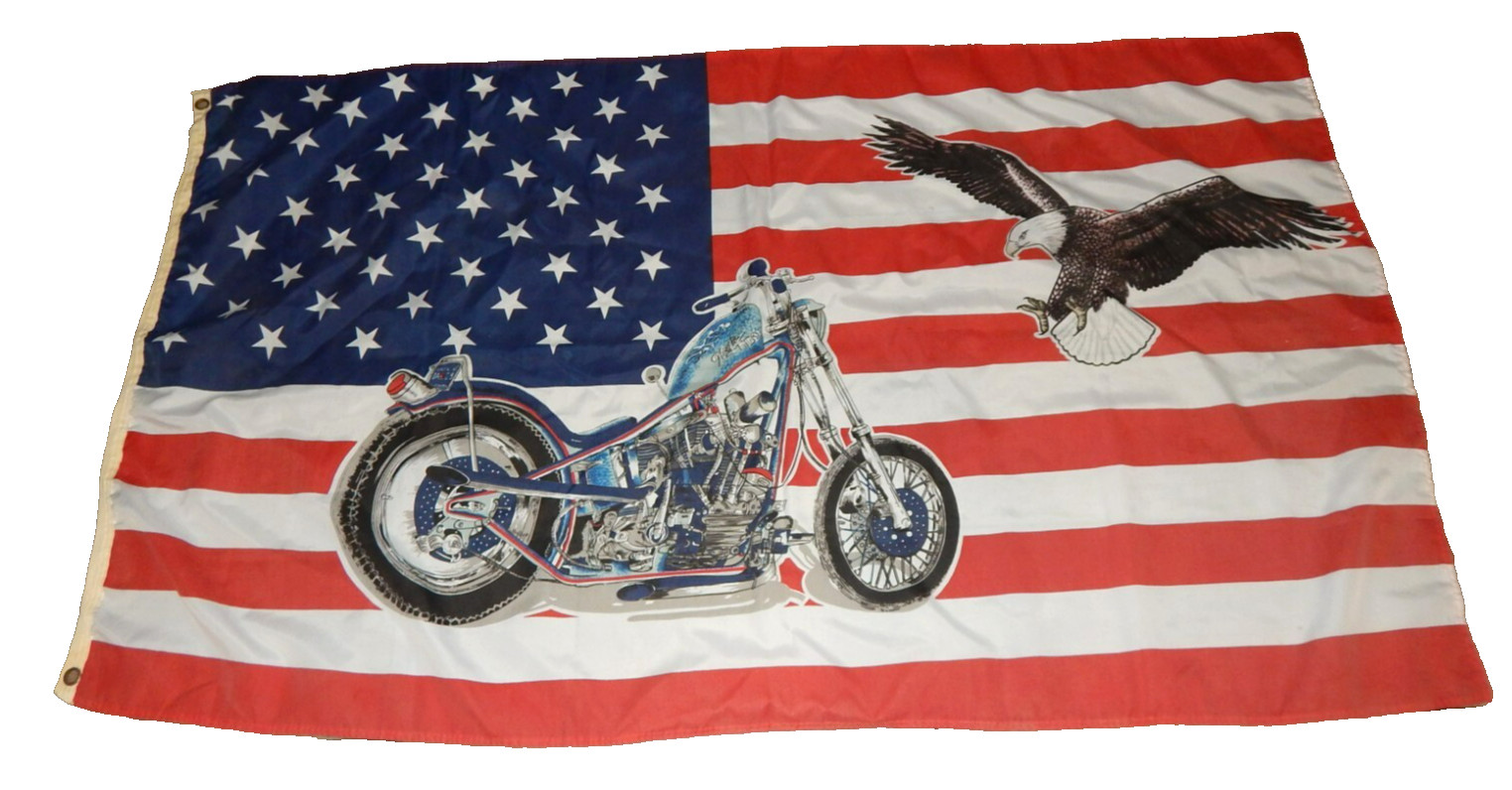 vtg HIGH TIMES motorcycle chopper eagle American Flag w grommets vtg HIGH TIMES motorcycle chopper eagle American Flag w grommets