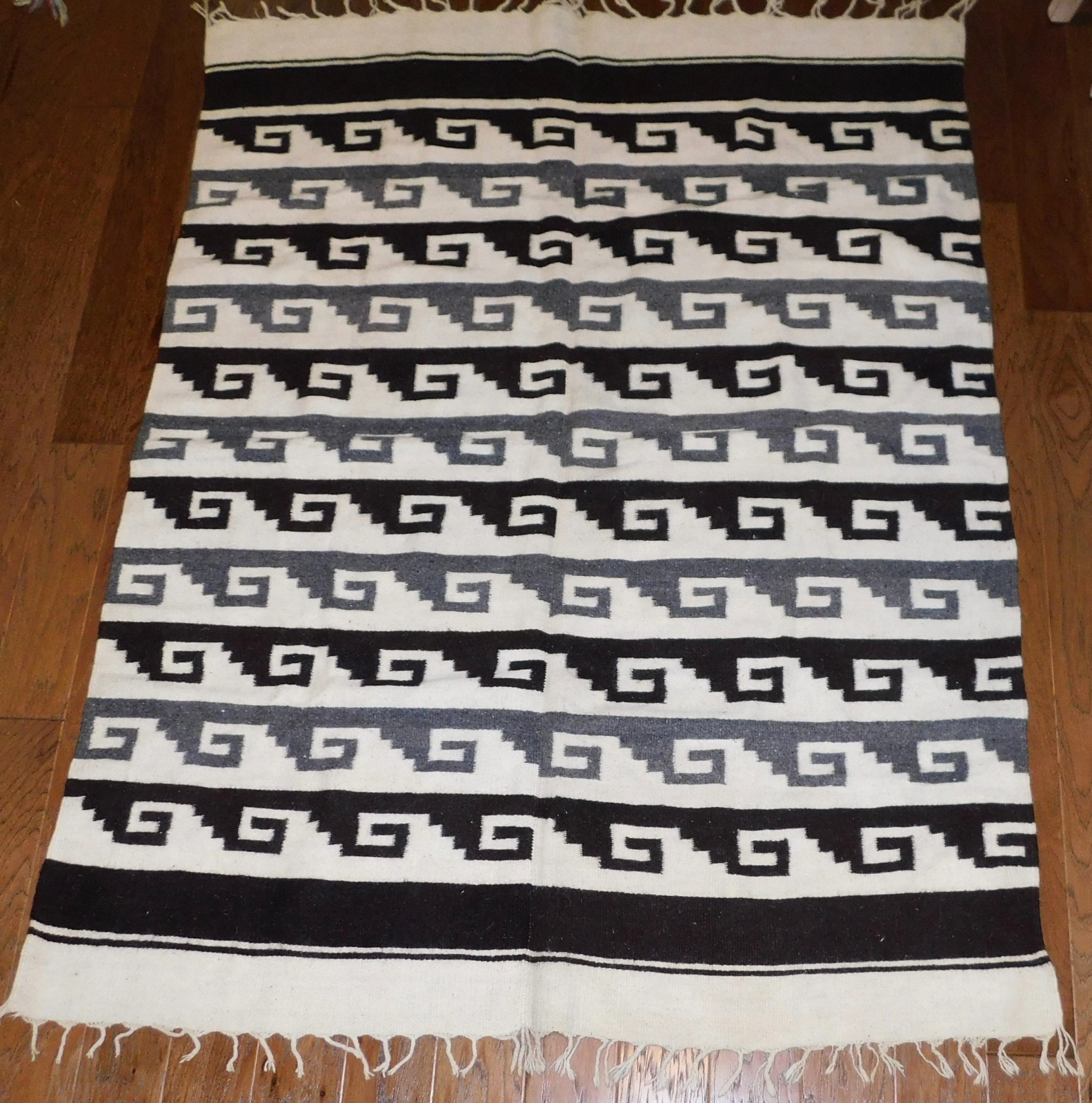 RARE Mexican Hand Weaving Wool Rug Staircase Hand-Woven MCM Zapotec 75 RARE Mexican Hand Weaving Wool Rug Staircase Hand-Woven MCM Zapotec 75