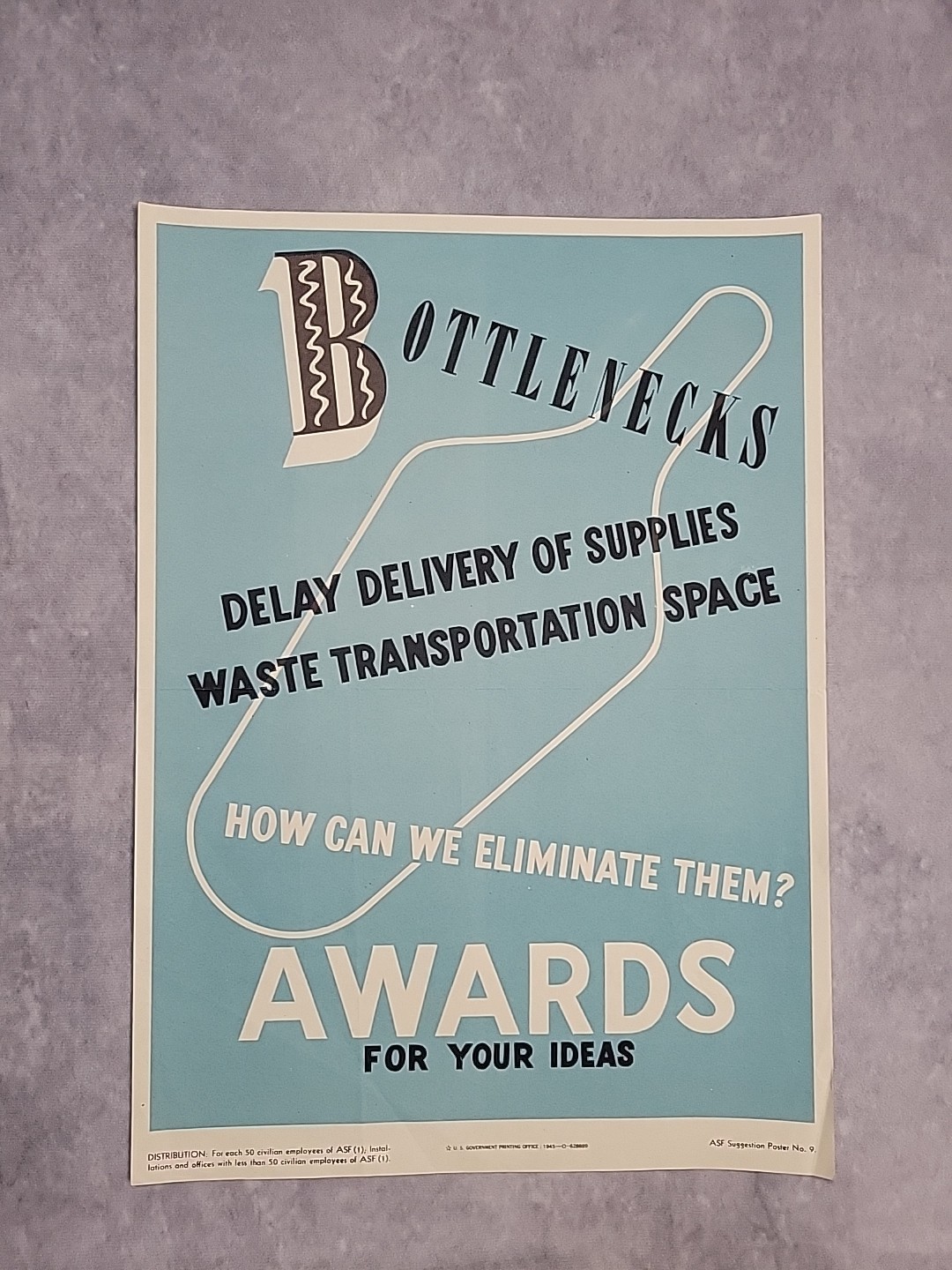 WWII POSTER Bottlenecks Awards For Ideas 1945 Gov Printing Office 