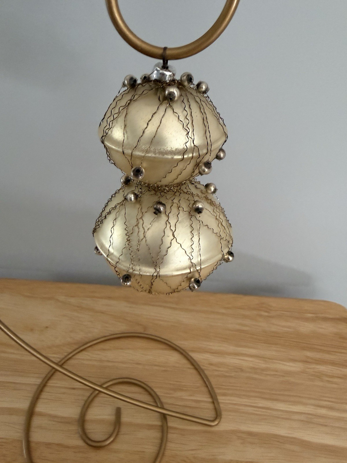 Vtg 4” West Germany Silver Glass Wire, Mercury Beads Christmas Ornament Only Exc Vtg 4” West Germany Silver Glass Wire, Mercury Beads Christmas Ornament Only Exc