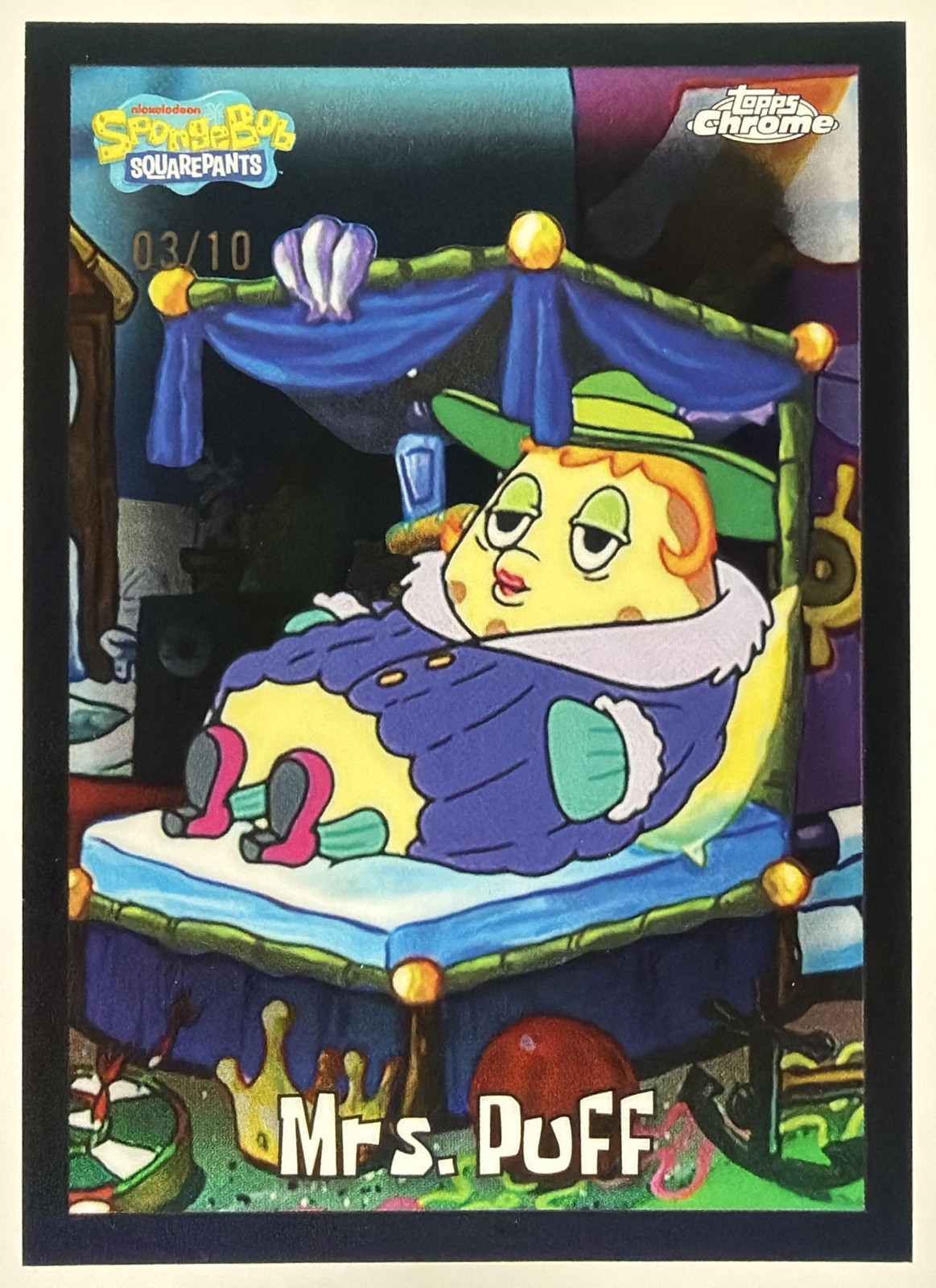 2025 Topps Chrome SpongeBob SquarePants Mrs. Puff Black Refractor /10 #15