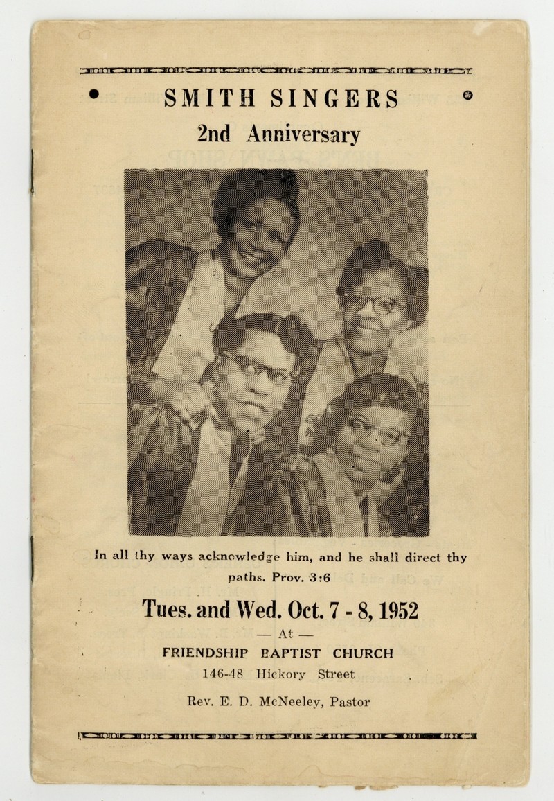 Smith Singers 1952 African American Quartet Gospel Soul Buffalo NY Black Program Smith Singers 1952 African American Quartet Gospel Soul Buffalo NY Black Program
