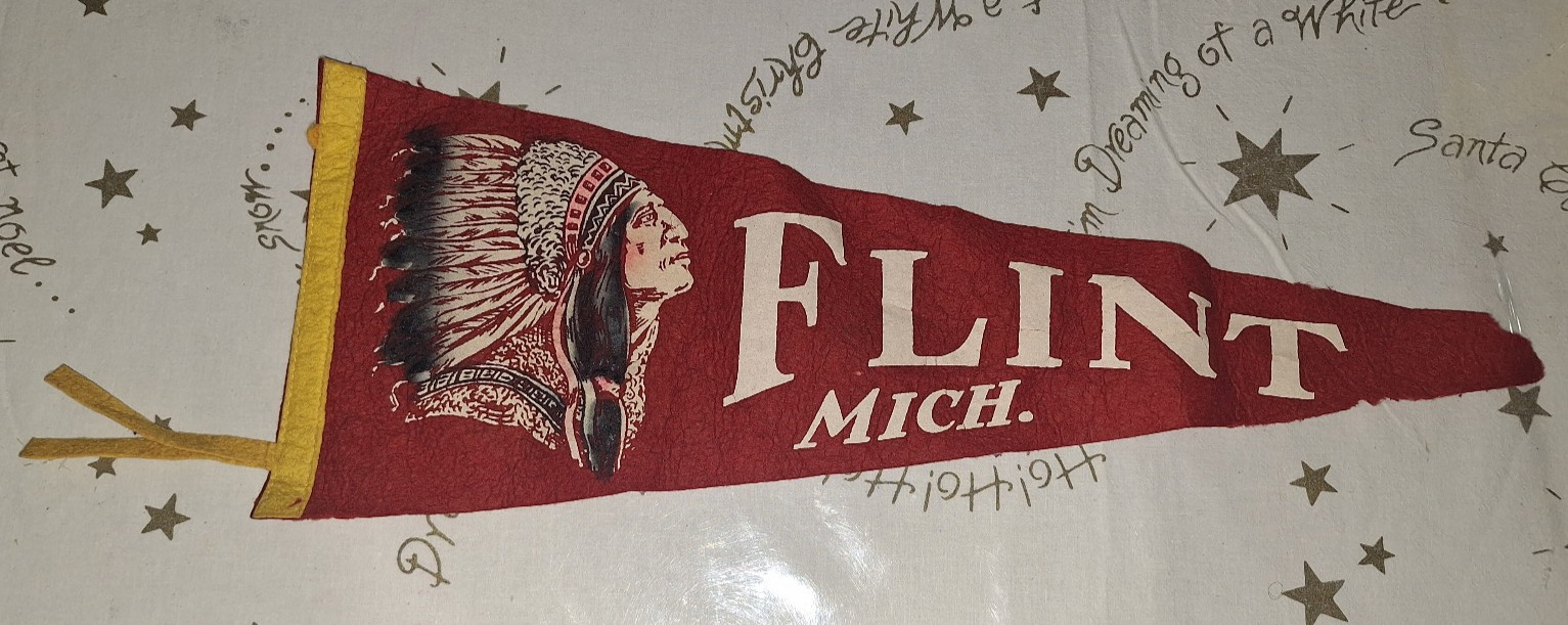 Rare Antique Vintage Flint Central Indians Pennant Michigan Sports Rare Antique Vintage Flint Central Indians Pennant Michigan Sports