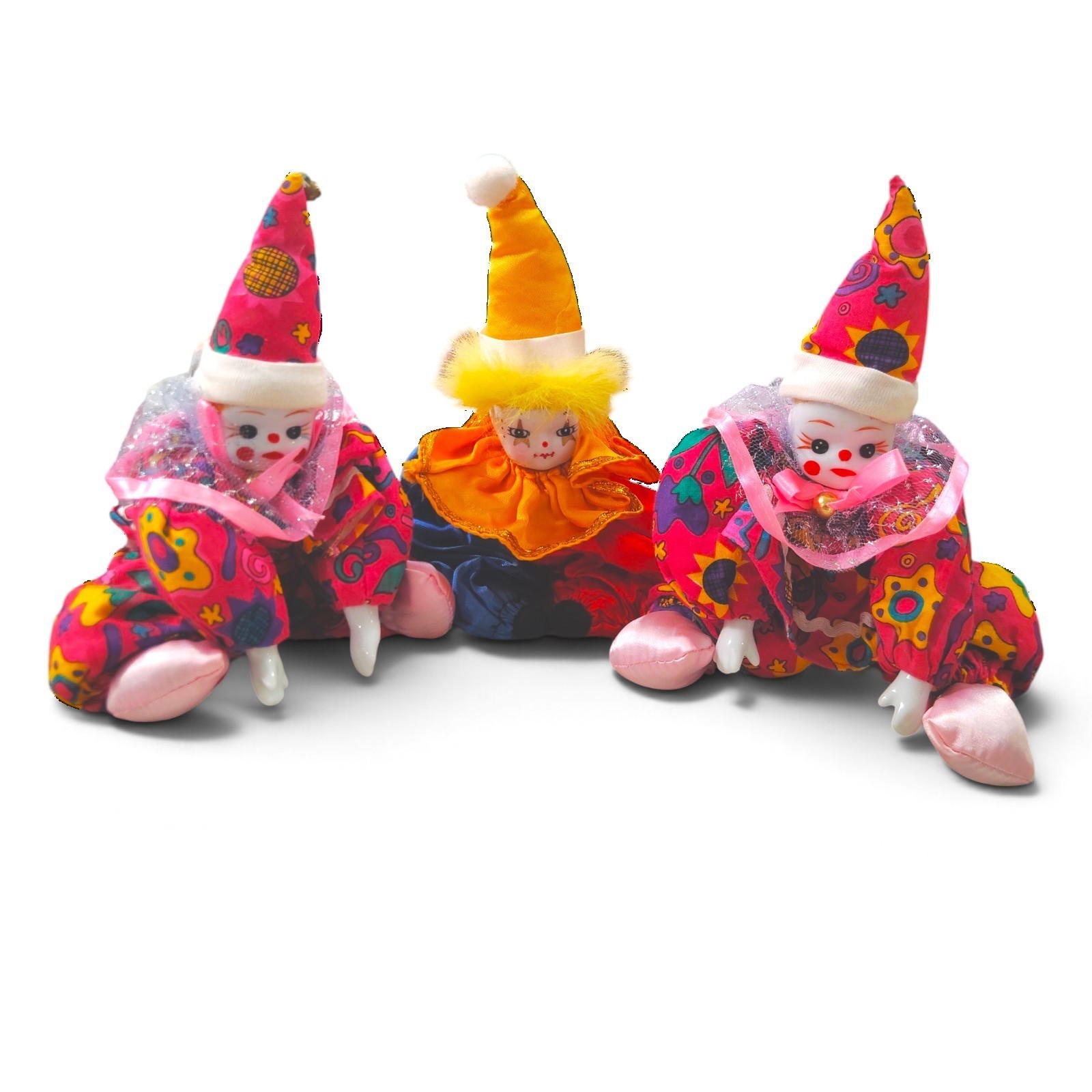Lot Of 3 Vintage Porcelain Face Clown Dolls 10 Lot Of 3 Vintage Porcelain Face Clown Dolls 10