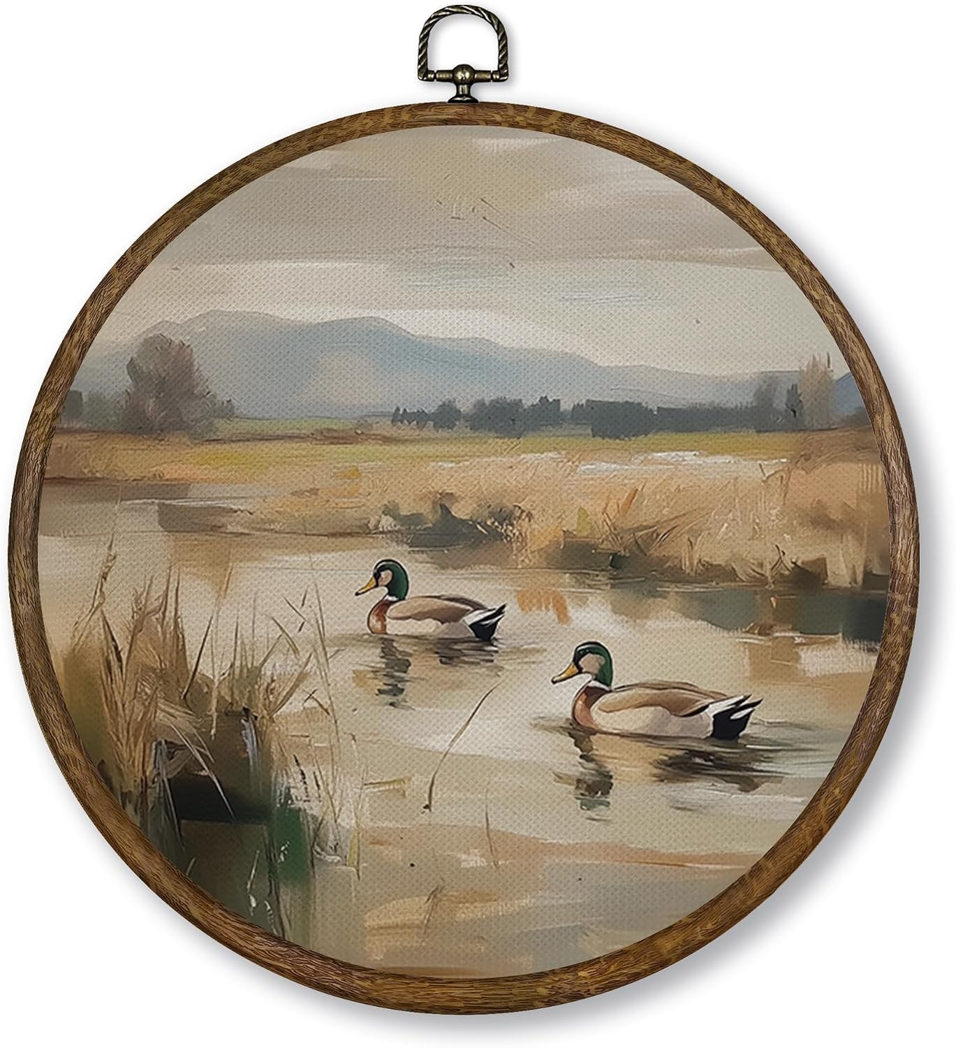 Vintage Mallard Duck Wall Art Decor, Nursery Cottagecore Duck Pond Hunting round Vintage Mallard Duck Wall Art Decor, Nursery Cottagecore Duck Pond Hunting round