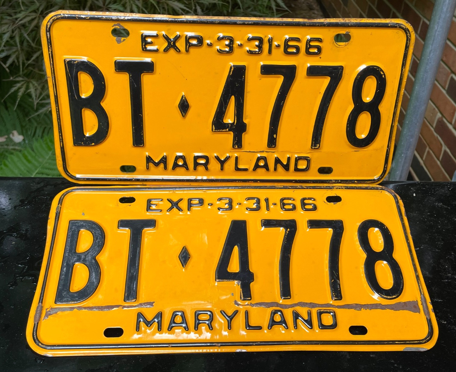 1966 MARYLAND LICENSE PLATES TAG BT 4778 ORIGINAL '66 CHEVY FORD GM MOPAR 1966 MARYLAND LICENSE PLATES TAG BT 4778 ORIGINAL '66 CHEVY FORD GM MOPAR