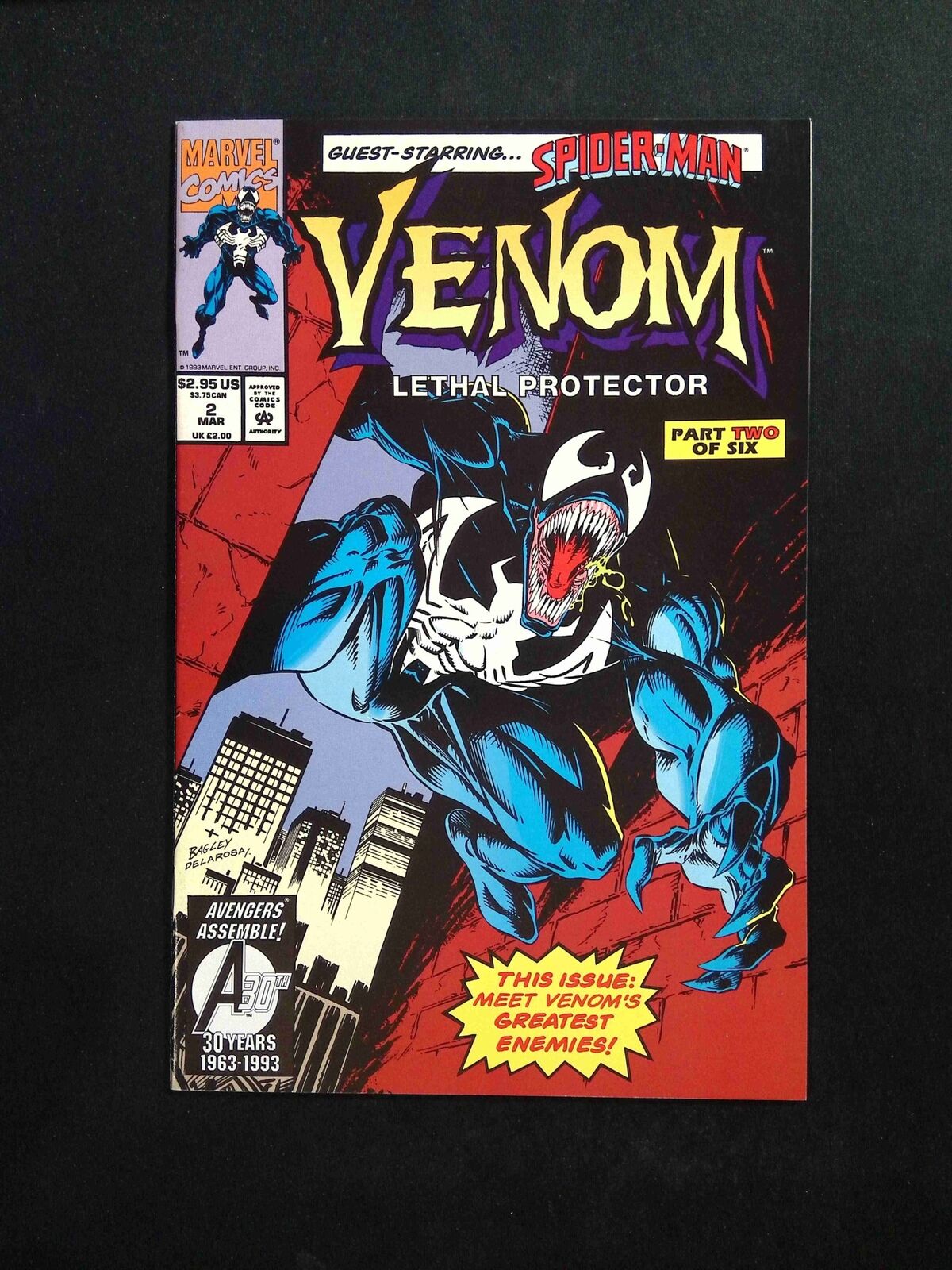 Venom Lethal Protector #2D  Marvel Comics 1993 NM-  Bagley Variant