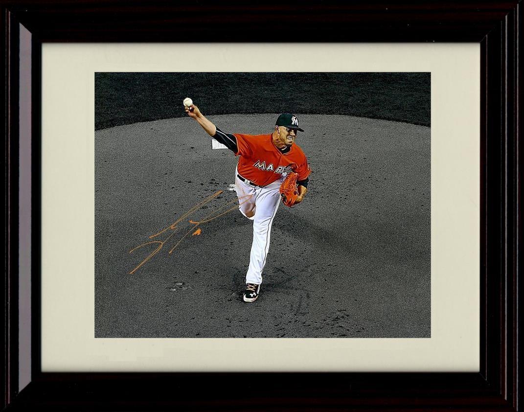 Gallery Framed Jose Fernandez - Elevated View From Front - Miami Marlins