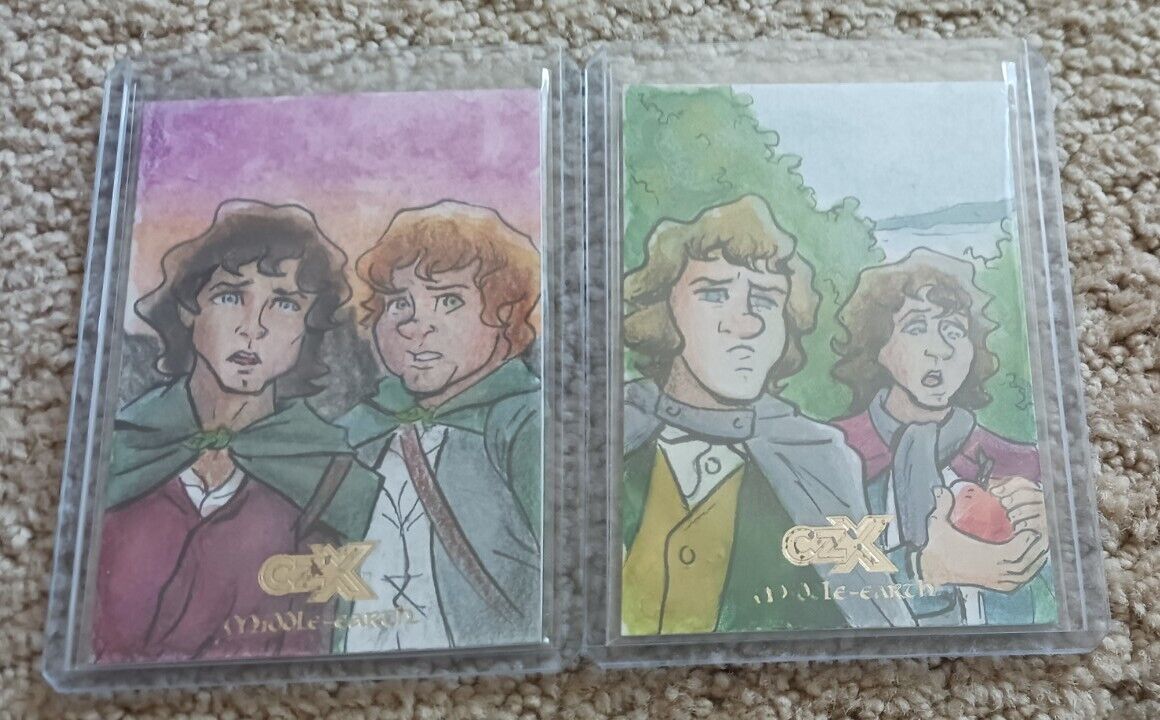 2021 Cryptozoic CZX Middle Earth Sketches By Thiago Vale -Sam Frodo Pippin Merry