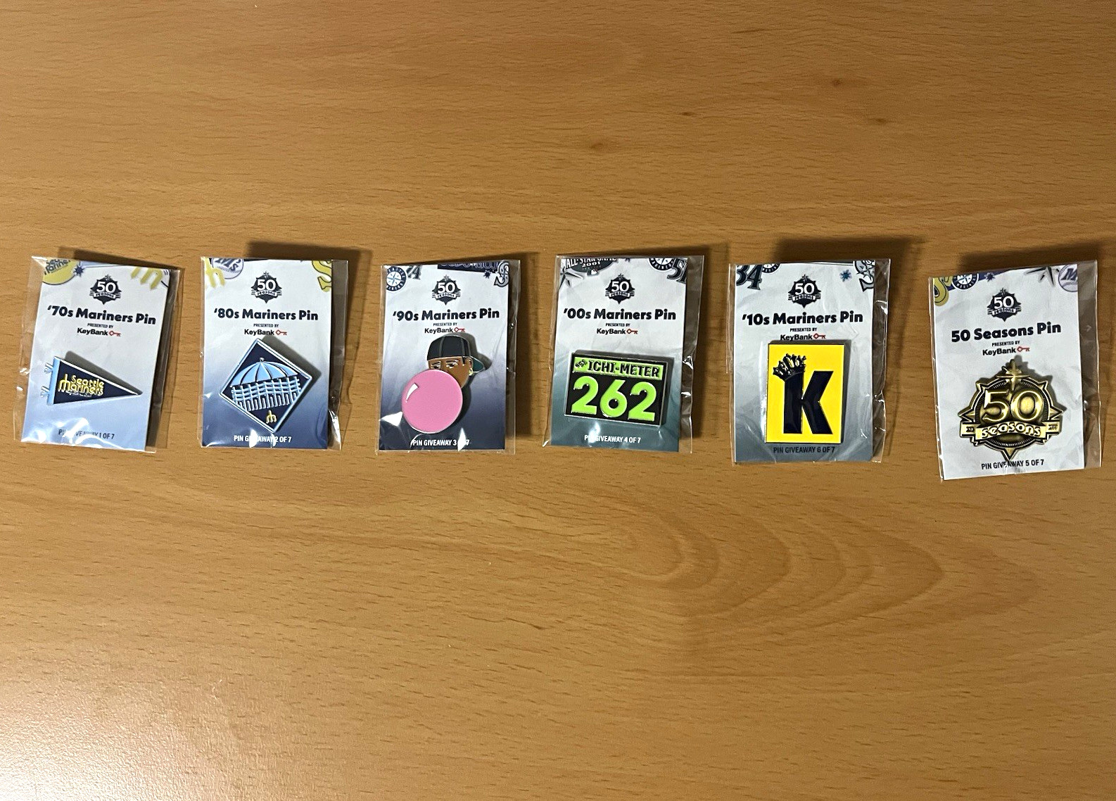 Seattle Mariners 50th Anniversary Pin Set 1970s-2010s, 50 Seasons Seattle Mariners 50th Anniversary Pin Set 1970s-2010s, 50 Seasons