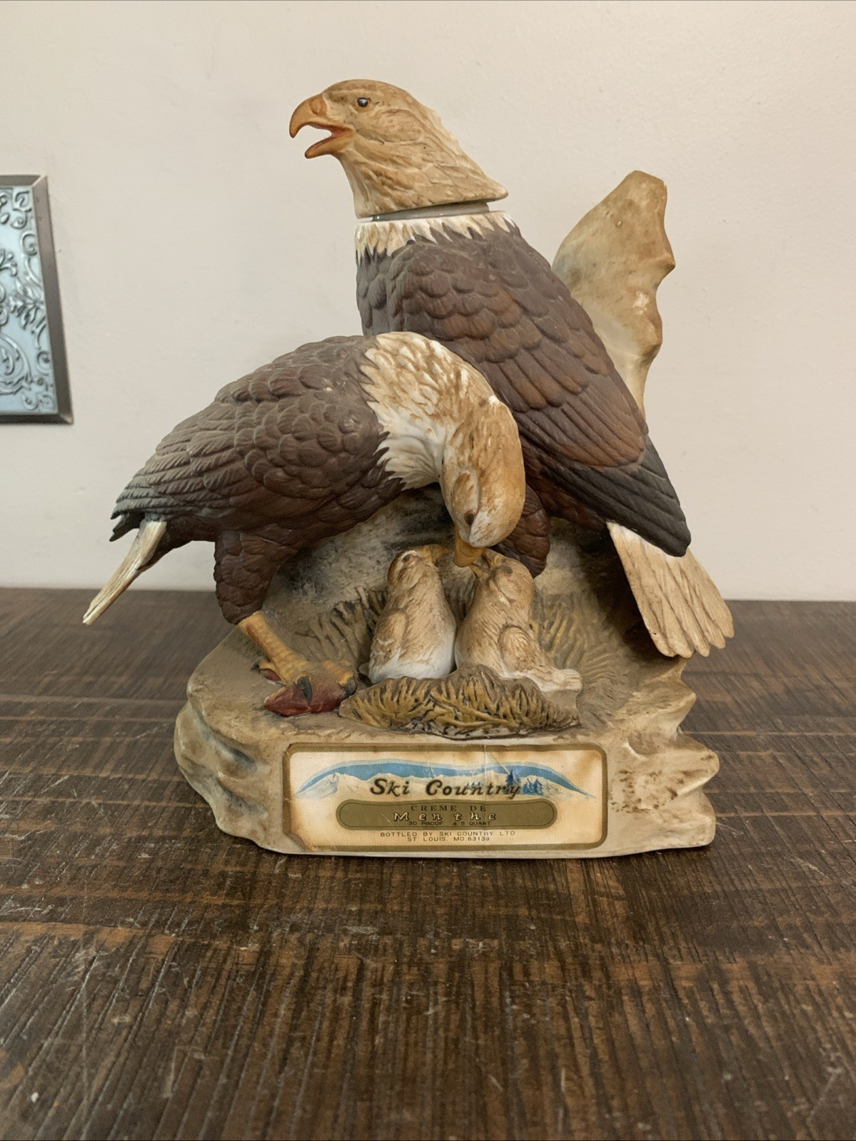 VTG Ski Country Large Decanter Bald Eagle Family 