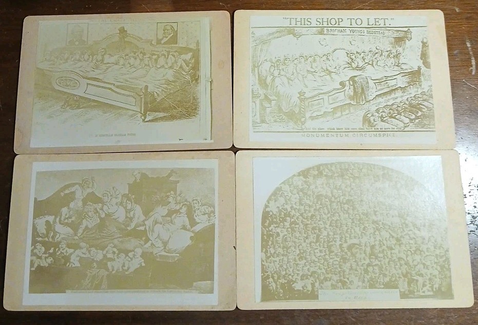 LOT OF 4 ANTIQUE BRIGHAM YOUNG CABINET CARDS ANTI MORMON LATER DAY SAINTS 1800's LOT OF 4 ANTIQUE BRIGHAM YOUNG CABINET CARDS ANTI MORMON LATER DAY SAINTS 1800's