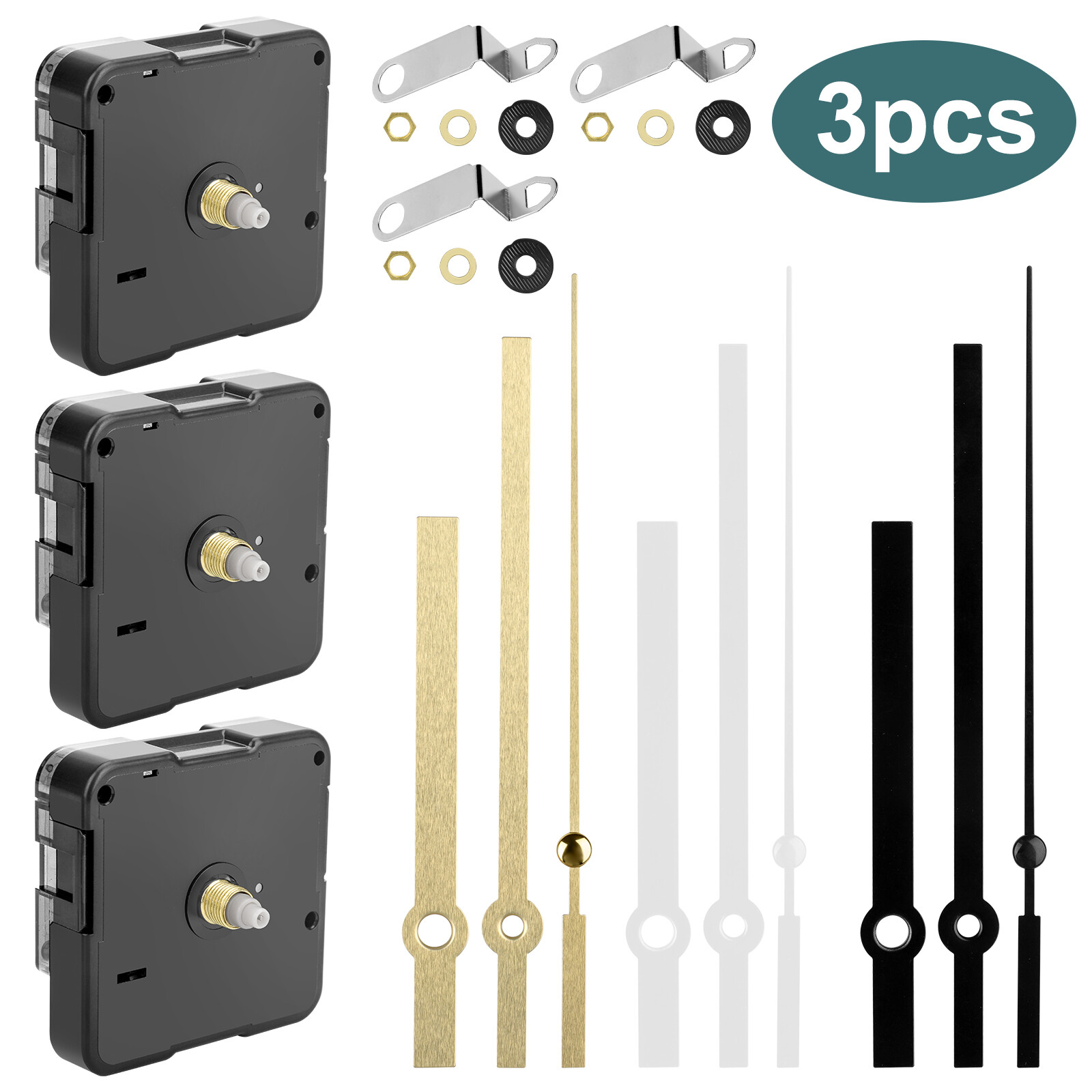 3pcs DIY Wall Quartz Clock Movement Mechanism Replacement Repair Tool Parts Kit 3pcs DIY Wall Quartz Clock Movement Mechanism Replacement Repair Tool Parts Kit