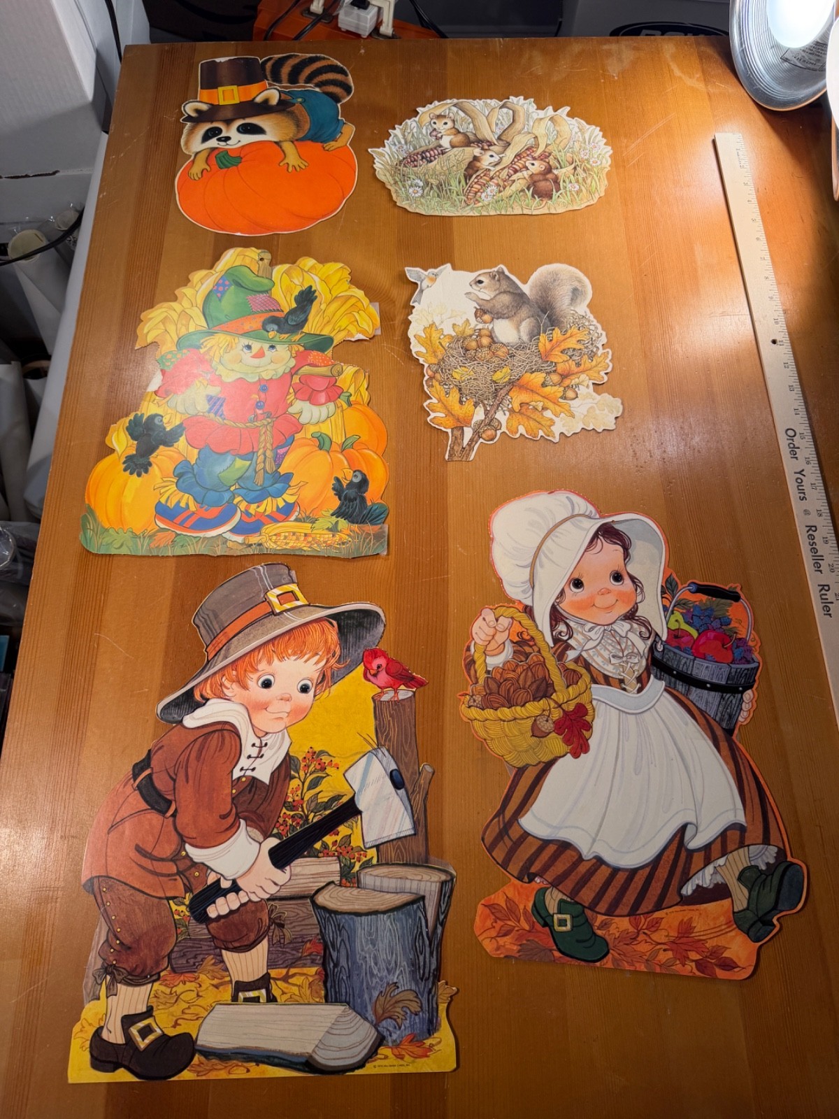 THANKSGIVING CARTOON DIE CUT WALL BULLETIN BOARD DECORATIONS LOT OF 6 VINTAGE #3