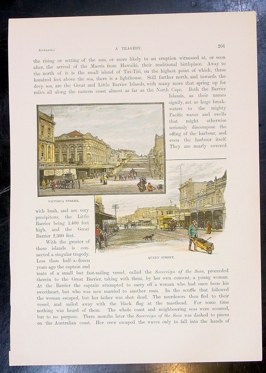 1889 Cassells Original Antique Print a View Victoria & Queen St, Auckland NZ 1889 Cassells Original Antique Print a View Victoria & Queen St, Auckland NZ