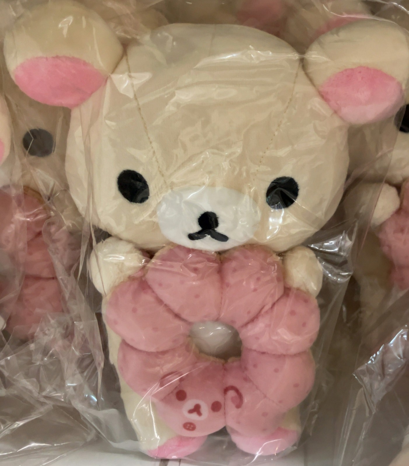 Rilakkuma×Mister Donut Plush Makumaku Sitting Doll Pon de Strawberry Korilakkuma