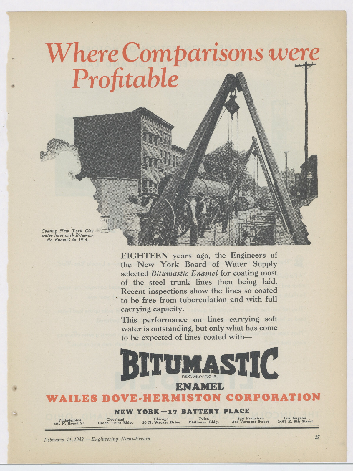 1932 Wailes Dove Advertisement: New York City Street Scene, 1914 1932 Wailes Dove Advertisement: New York City Street Scene, 1914