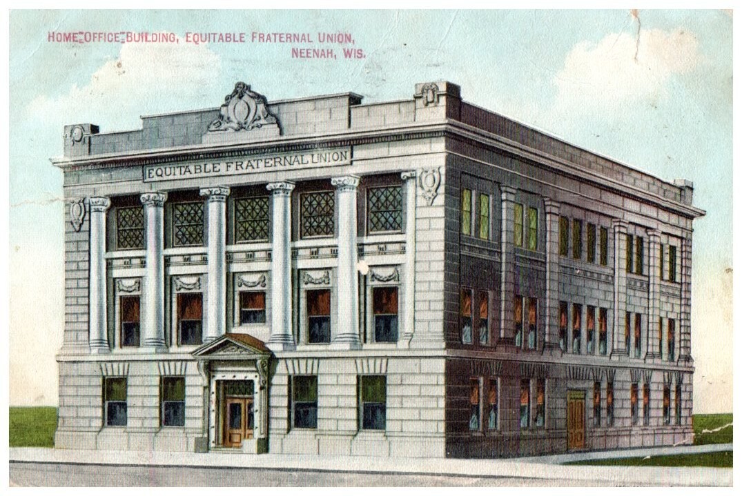 Vintage Postcard 1909 Equitable Fraternal Union Home Office, Neenah, Wisconsin Vintage Postcard 1909 Equitable Fraternal Union Home Office, Neenah, Wisconsin