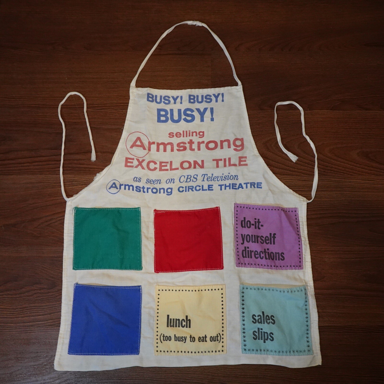 Vintage 50/60s Selvedge Salesman Apron Advertising Armstrong Excelon Tiles Vintage 50/60s Selvedge Salesman Apron Advertising Armstrong Excelon Tiles