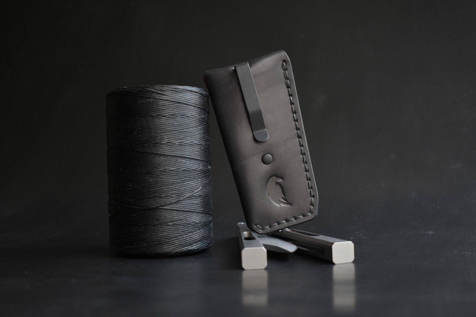 Leather Sheath for Short Butterfly Knives like the Benchmade Laro, PVD Ti Clip