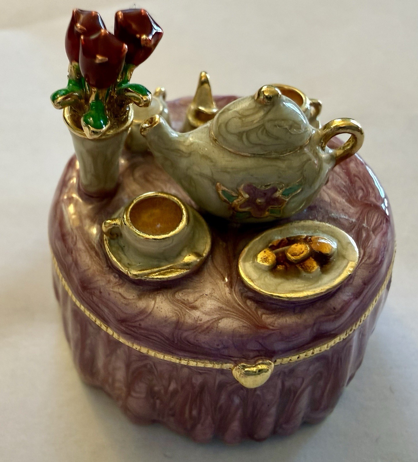 Vintage Monet Collectible Tea For Two Pill/Trinket Box