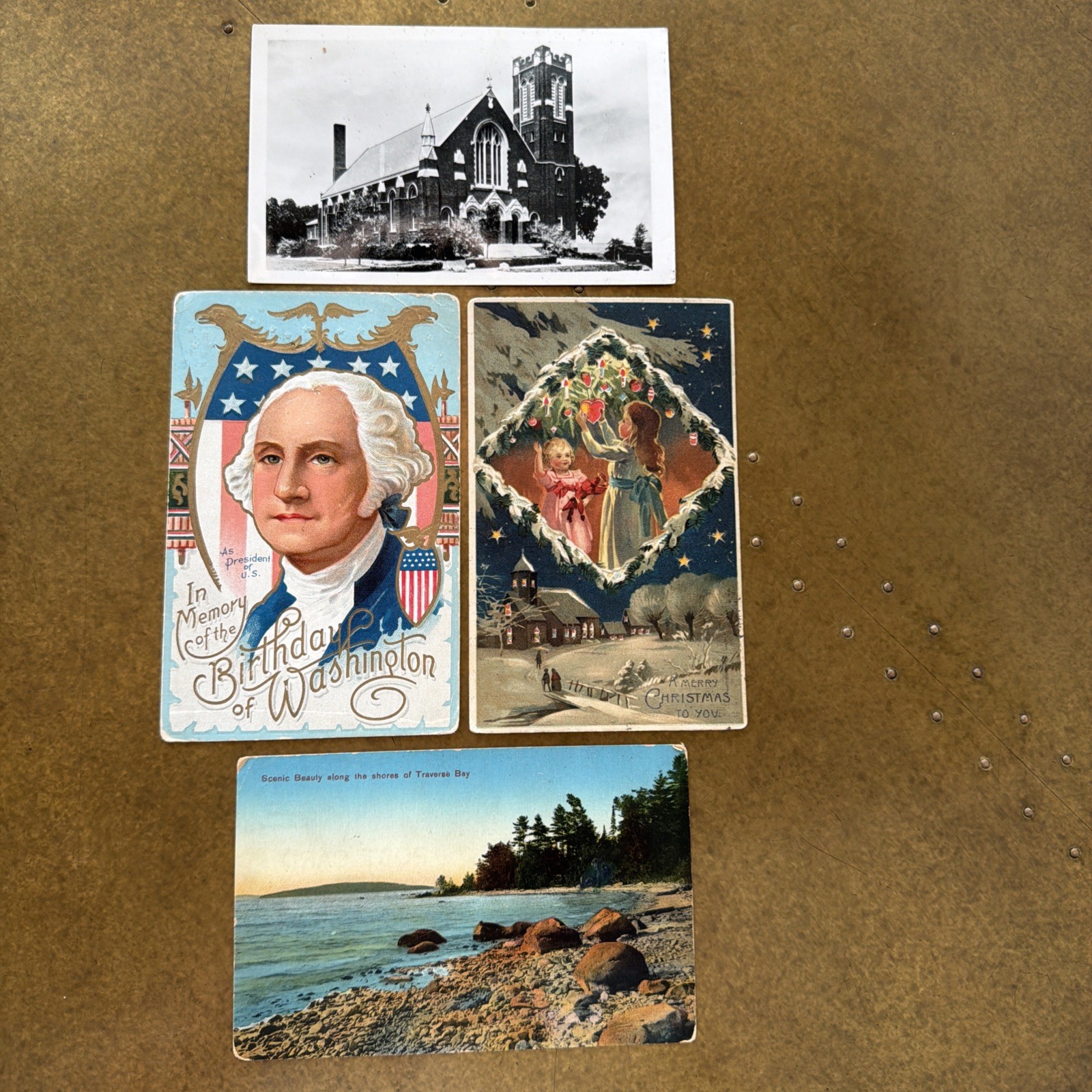 4 Antique Vintage Postcards RPPC Iowa George Washington Christmas Michigan 4 Antique Vintage Postcards RPPC Iowa George Washington Christmas Michigan