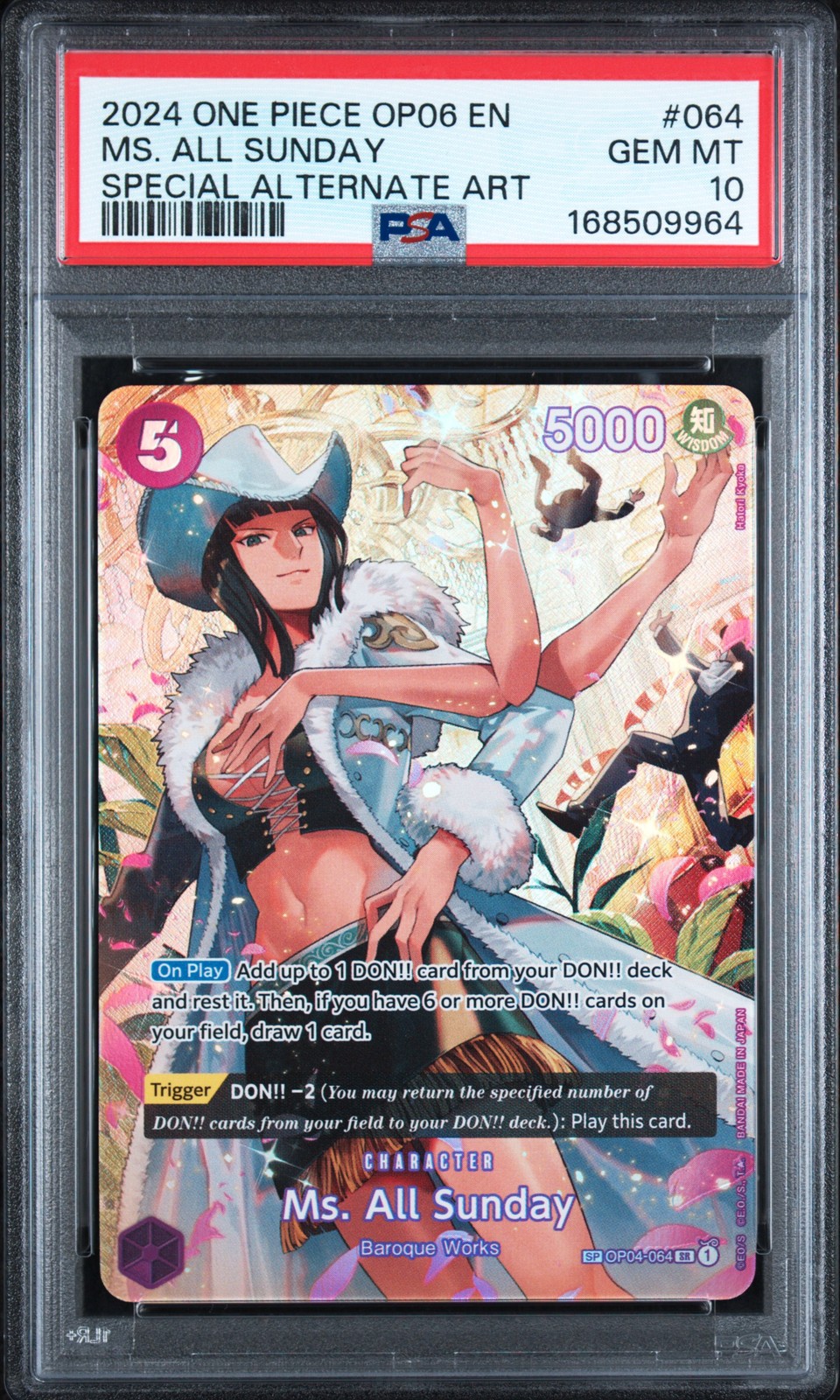 2024 ONE PIECE OP06-WINGS OF THE CAPTAIN #064 MS. ALL SUNDAY PSA 10