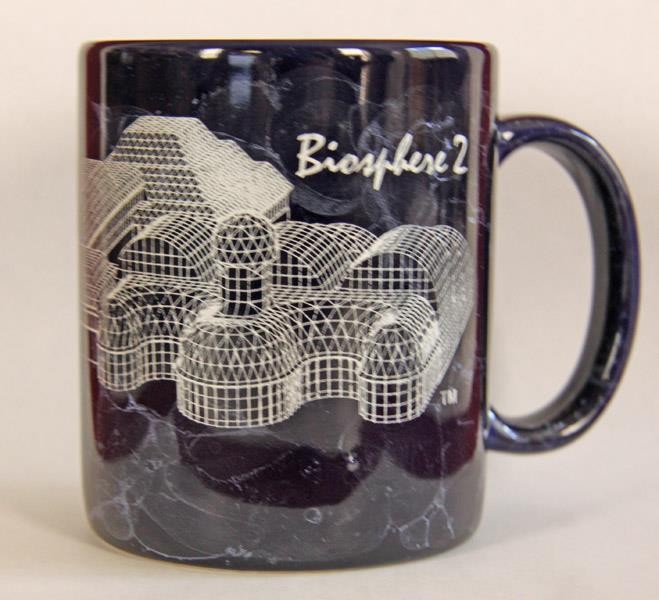 Biosphere 2 Souvenir Coffee Mug Royal Blue White Graphics Arizona Collectible