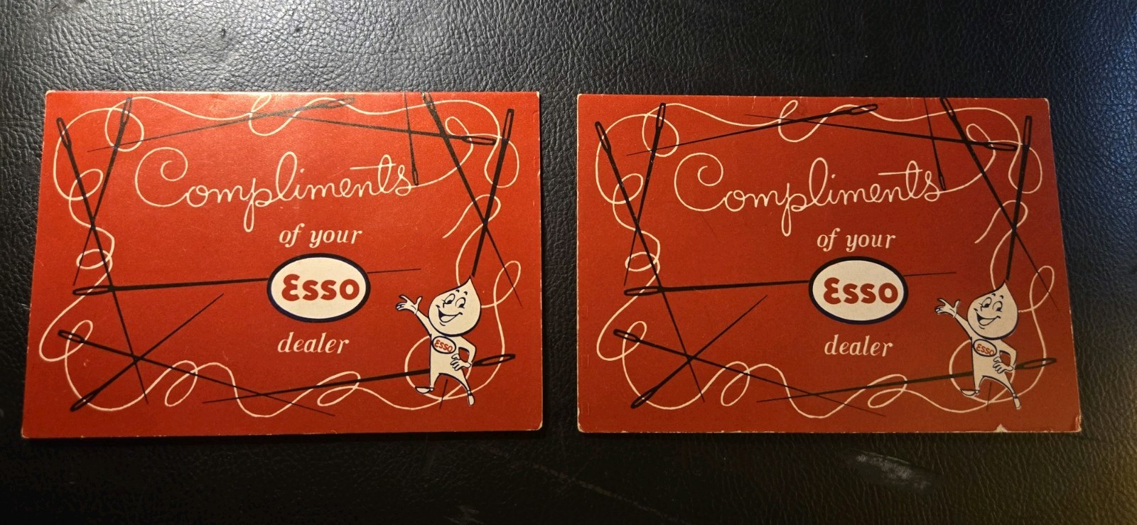 2 Vintage 1960s Esso Dealer Needle Books Oil Drop Man Gasoline Advertising Japan 2 Vintage 1960s Esso Dealer Needle Books Oil Drop Man Gasoline Advertising Japan