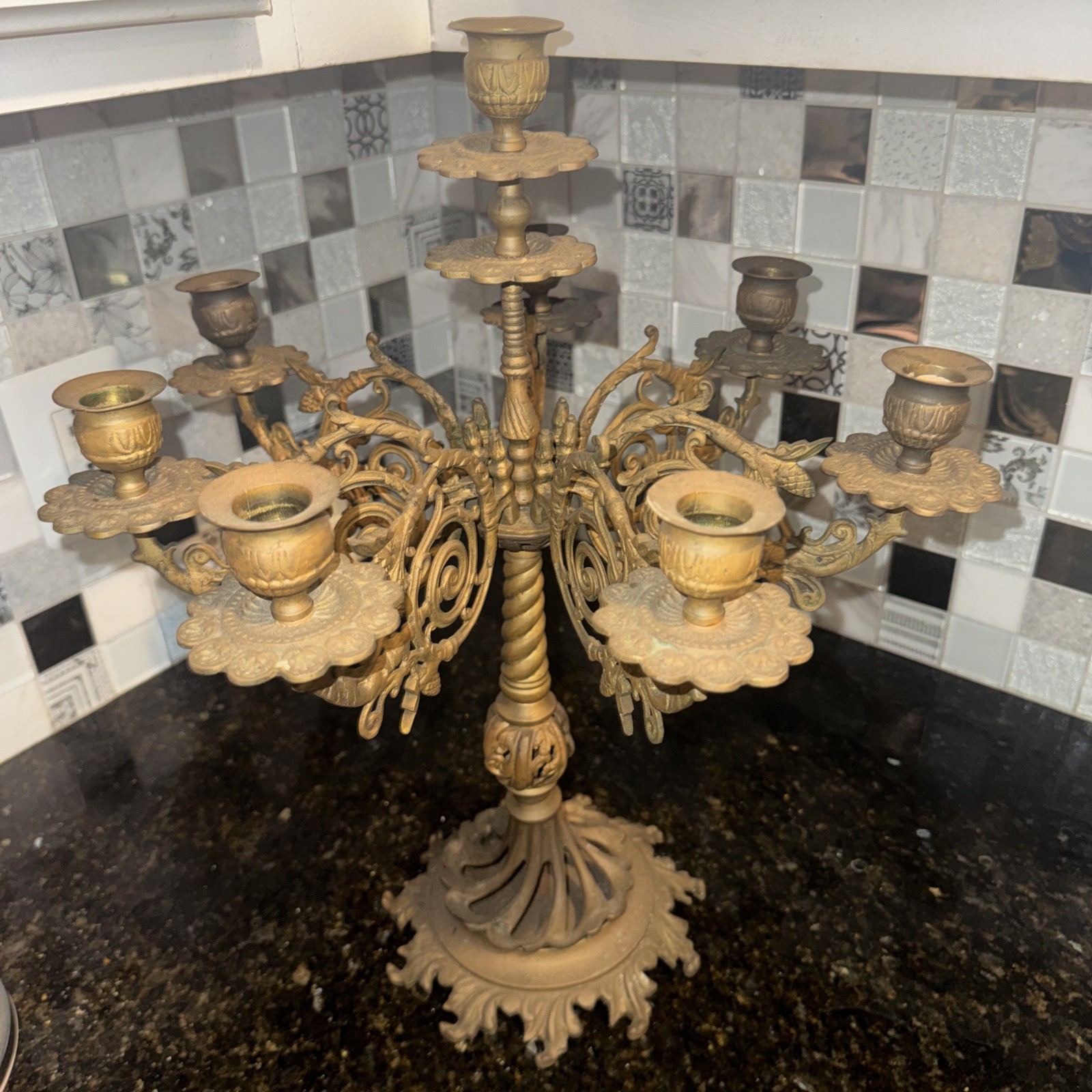 Vintage French Bronze Candelabra8-Candle Candleholder 19” Tall X 16”Wide