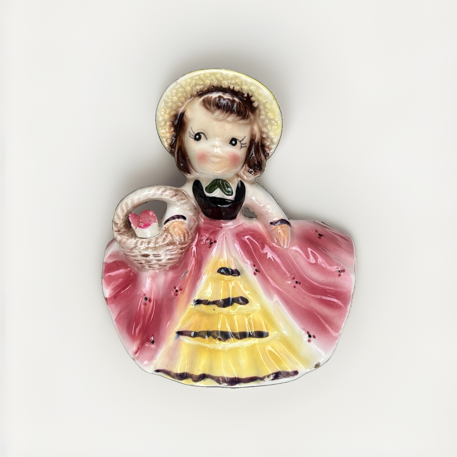 Vintage Relpo Girl Planter Pink Dress Ceramic Japan Mid Century Collectible
