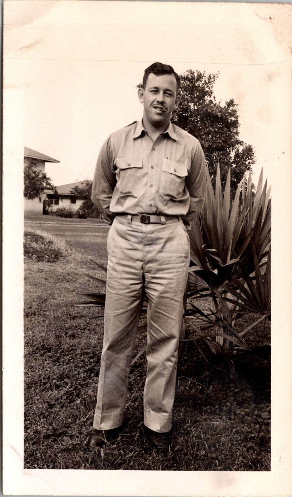 1940\'s Hawaii Cigar Navy Military HI  Black White Photo Vintage